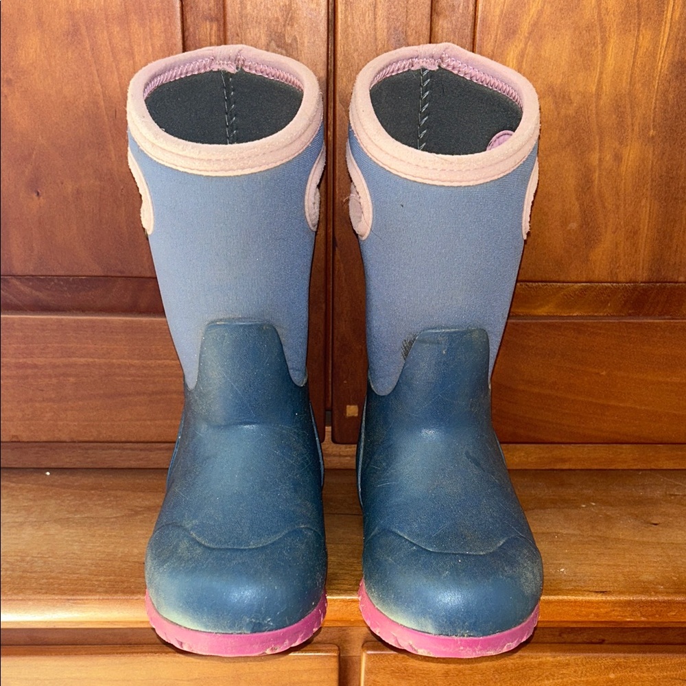 Bogs York Solid Kids' Insulated Rain Boots - Blue and Pink